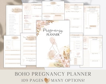 Pregnancy Planner Printable Pregnancy Journal, Bump To Baby Tracker, Digital Organizer, Hospital Bag List, New Baby Diary, Baby Memory Book