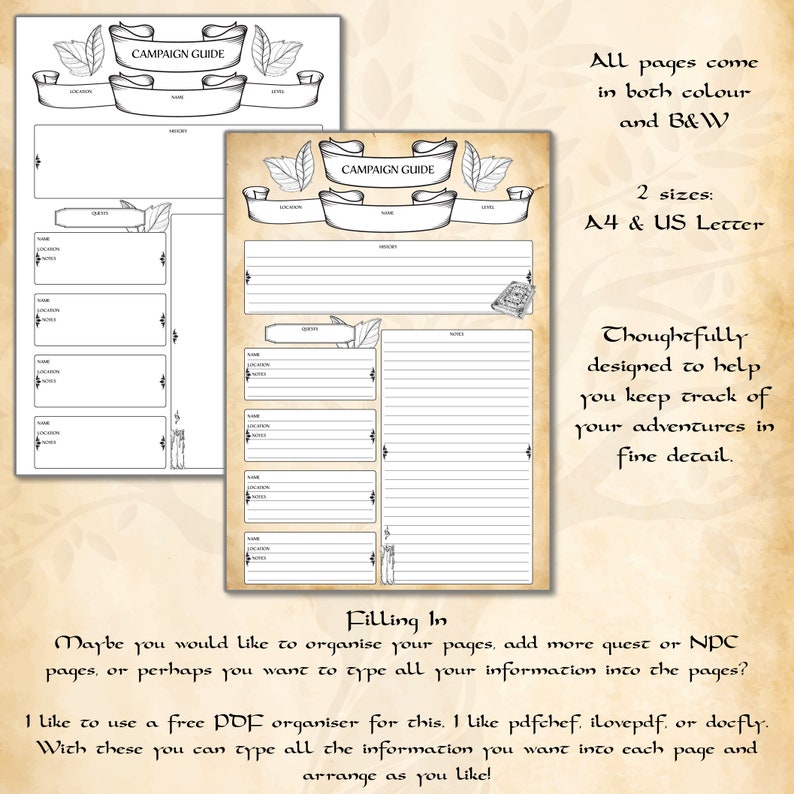 Dungeons and Dragons Printable Campaign Journal, Printable Dungeon ...