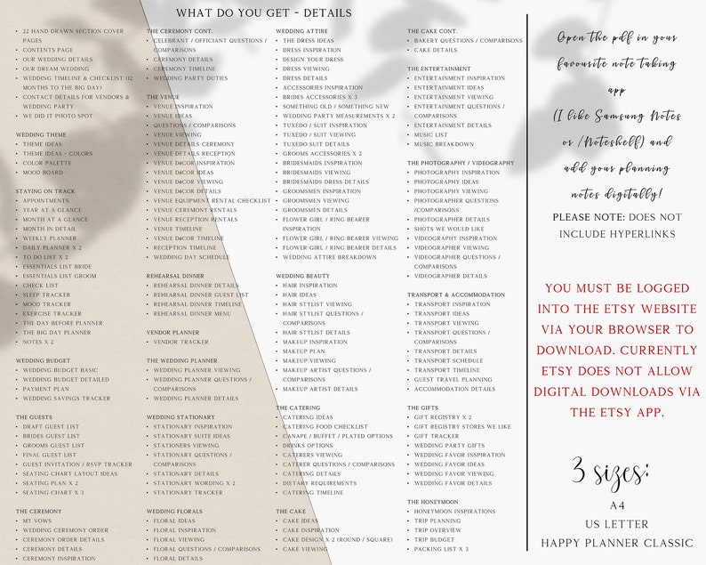 Printable Wedding Planner Bridal Planner Printable Wedding - Etsy