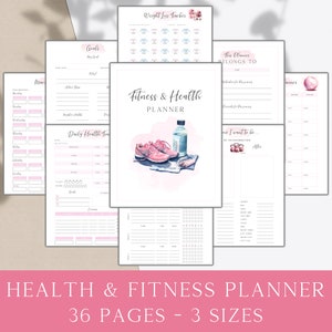 Pink Weight Loss Planner, Printable Health and Fitness Journal, Weight and Health Tracker, Diet Meal Planner, Workout and Exercise Trackers image 1