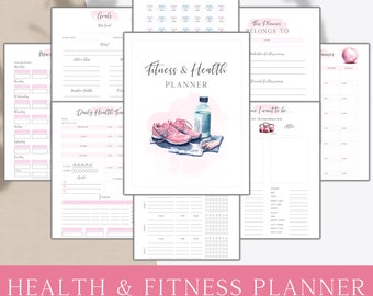 Pink Weight Loss Planner, Printable Health and Fitness Journal, Weight and Health Tracker, Diet Meal Planner, Workout and Exercise Trackers