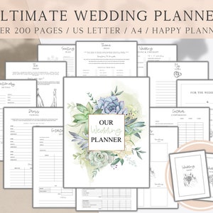 Ultimate Wedding Planner Printable, Wedding Planner Kit, Wedding Planning Book, Wedding Binder, Wedding Organizer Template, Engagement Gift,