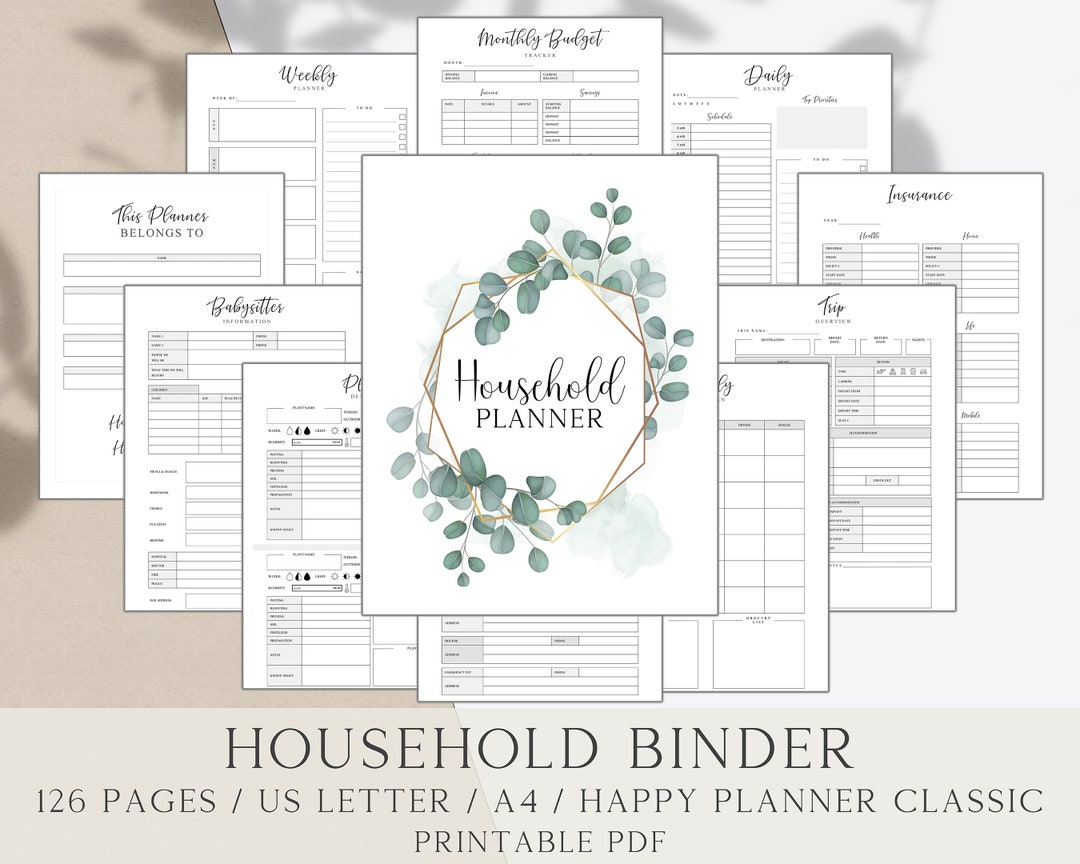 Home Management Binder, Printable Undated Household Planner, Digital ...