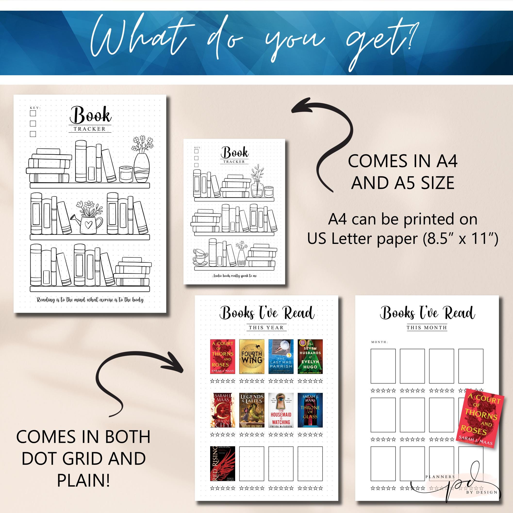 Reading Tracker Bundle, Bujo Book Trackers, Printable Bullet Journal ...