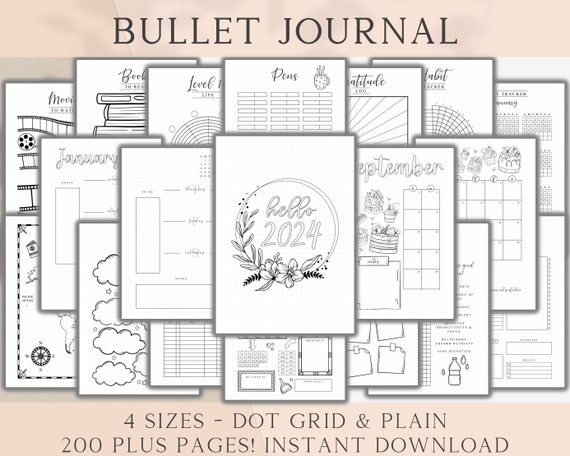 Printable Planner, Bullet Journal Kit, Undated KPD interior