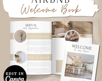Airbnb Welcome Book Template, Editable Canva Guest Guidebook, VRBO Welcome Book, Vacation Rental Template, Printable Airbnb Host Manual