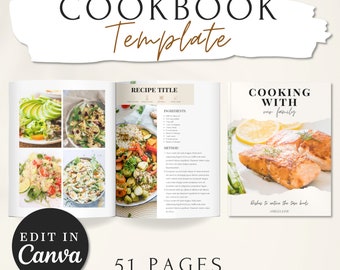 Cookbook Template, Editable Recipe Book Template, Printable Recipe Ebook, Canva Recipe Template, Digital Meal Planner, Canva Templates