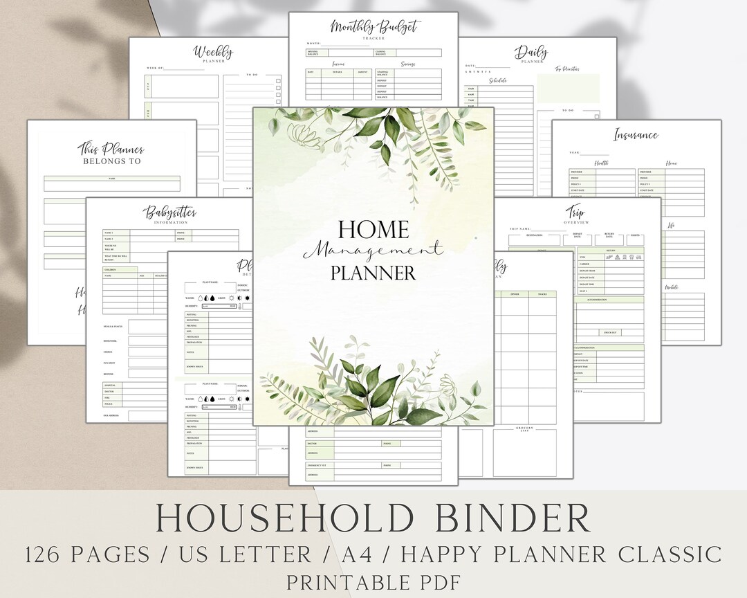 Home Management Binder Printable Household Planner, Digital Planner ...