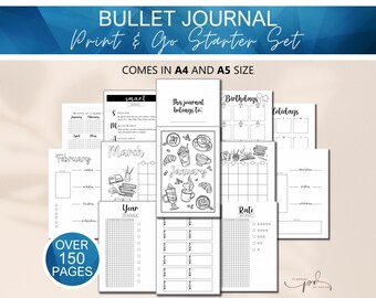 Printable Bullet Journal Bundle, Monthly Covers, Mood Trackers, Weekly Layouts, Calendar Pages + More! Print & Go Planner Plain or Dot Grid