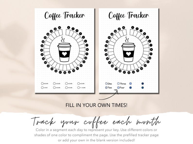 Printable Coffee Tracker: Daily Caffeine Log, A4/A5 (digital Download ...