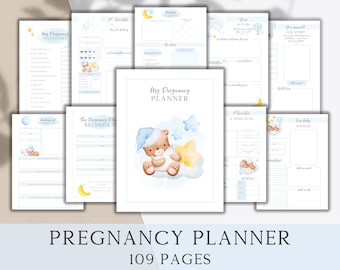 Bears Printable Pregnancy Planner Pregnancy Journal, Baby Memory Book Printable Gift, Hospital Bag Checklist, Pregnancy Countdown Calendar