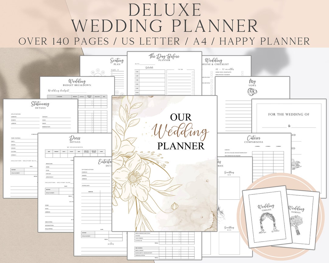 Deluxe Wedding Planner Printable, Wedding Planner Kit, Wedding Planning Book, Wedding Binder