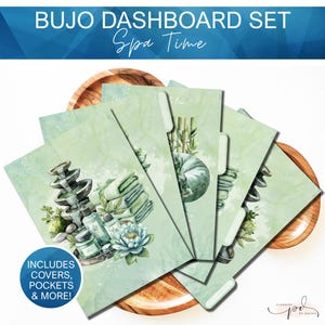 Spa Time Bullet Journal Printable Dashboard Set, Self Care Bujo Covers, Planner Dividers, Tabs, Inserts, and Pockets! A5 Journal Pages