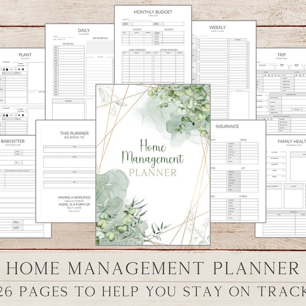 Home Management Planner, ADHD Planner, Self Care Journal, Debt Tracker, Password Reminder, Travel Planner, Household Information Binder