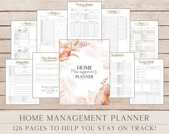 Boho Household Planner Printable Home Management Binder, Budget Binder, Happy Planner Inserts, Weekly Meal Planner, Daily Planner 2024 PDF