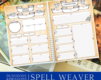 DnD Campaign Journal Download, Dungeons and Dragons RPG, DnD Campaign Notes PDF, TTRPG Printable, Dungeons & Dragons Tabletop Dm Tool
