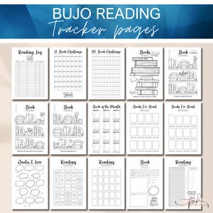 Pacchetto di monitoraggio della lettura, monitoraggio dei libri Bujo, monitoraggio dei diari proiettili stampabili, sfida di lettura 50 e 100 libri, inserti modello Bujo