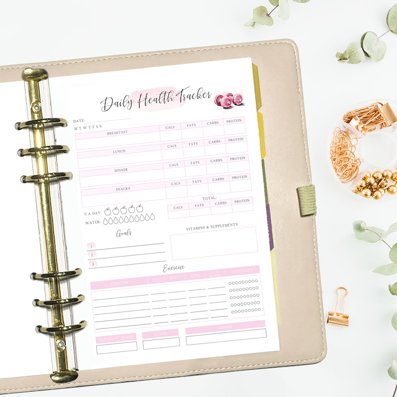 Pink Weight Loss Planner, Printable Health and Fitness Journal, Weight and Health Tracker, Diet Meal Planner, Workout and Exercise Trackers image 8