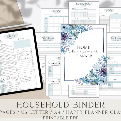 Home Management Binder Printable Household Planner Digital Etsy