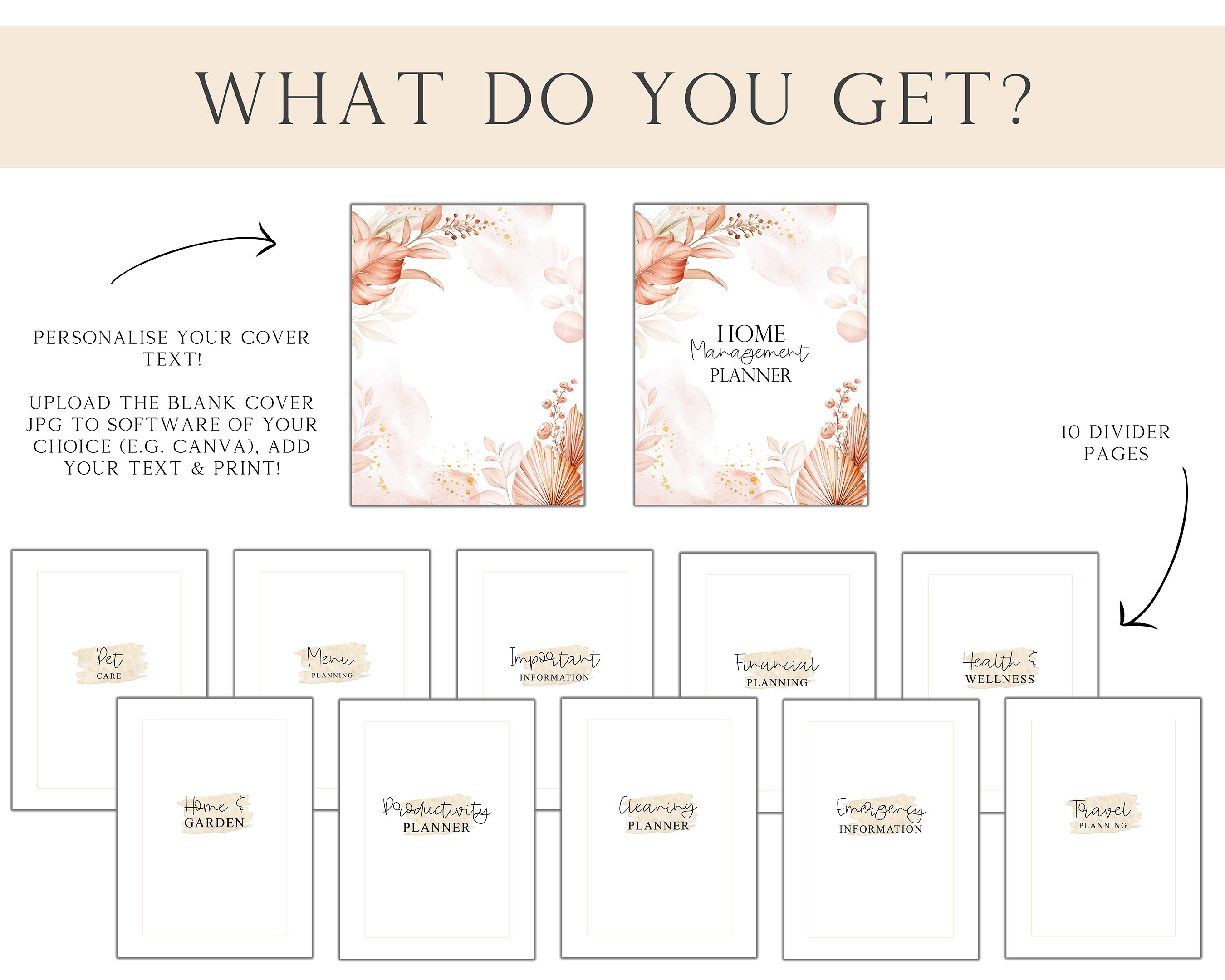 Boho Household Planner Printable Home Management Binder, Budget Binder ...