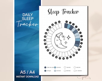 Sleep Tracker, Bullet Journal Printable, A5 and A4 Daily Habit Tracker, Printable Journal Template, Sleep Tracker Journal, Instant Download