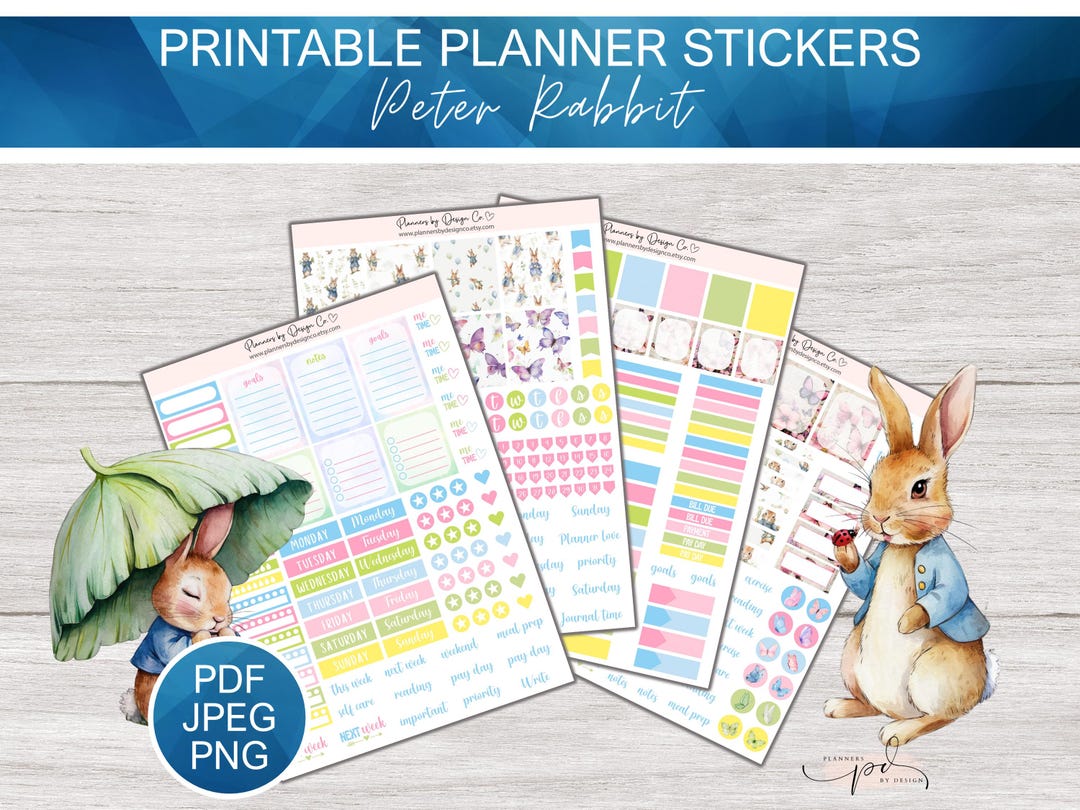 Peter Rabbit Printable Stickers, JPEG PNG Planner Stickers, Beatrix ...
