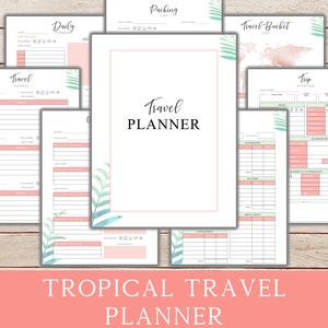 Printable Travel Planner, Printable Vacation Planner, Holiday Checklist, Bucket List, Holiday Itinerary, Packing Checklist, Travel Journal