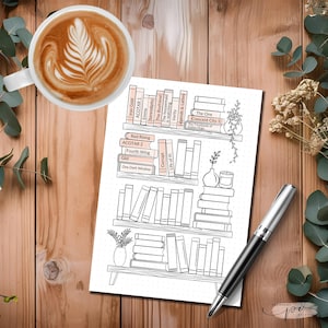 Rastreador de lectura imprimible, rastreadores de libros, registro de lectura para estantería, rastreadores de bullet journal, reto de lectura de 50 y 100 libros, plantillas de Bujo imagen 10