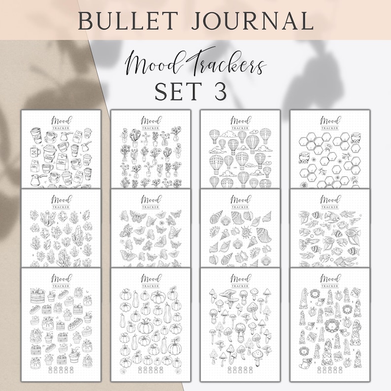 Mood Tracker Bundle, Monthly Mood Trackers, Printable Bullet Journal ...