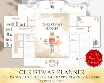 Afdrukbare kerstplanner, de notenkraker feestelijke feestdagen organisator bindmiddel, kerstcadeauplanner, kerstplanning takenlijst