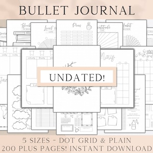 Undated Printable Bullet Journal Bundle, Bullet Journal Printables, Premade Bujo Template, Bullet Journal Pages, Bujo Trackers Weekly