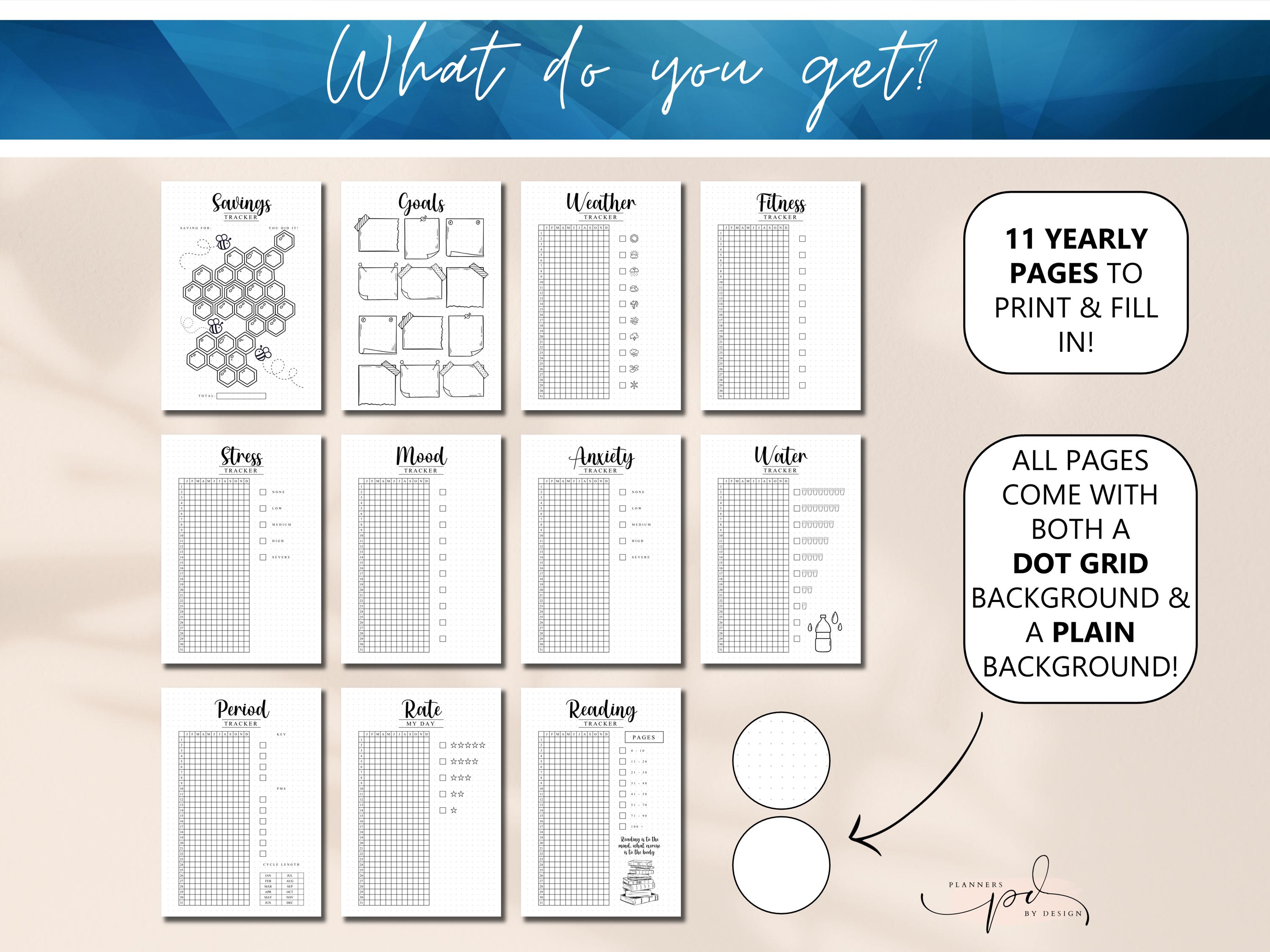2026 Printable Bullet Journal, Monthly Yearly Planner Pages & Trackers ...
