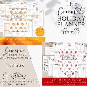 Christmas Planner Printable, Festive Red Xmas Holiday Season Organizer Binder, Thanksgiving Planning To Do List, Fall Cooking Planner