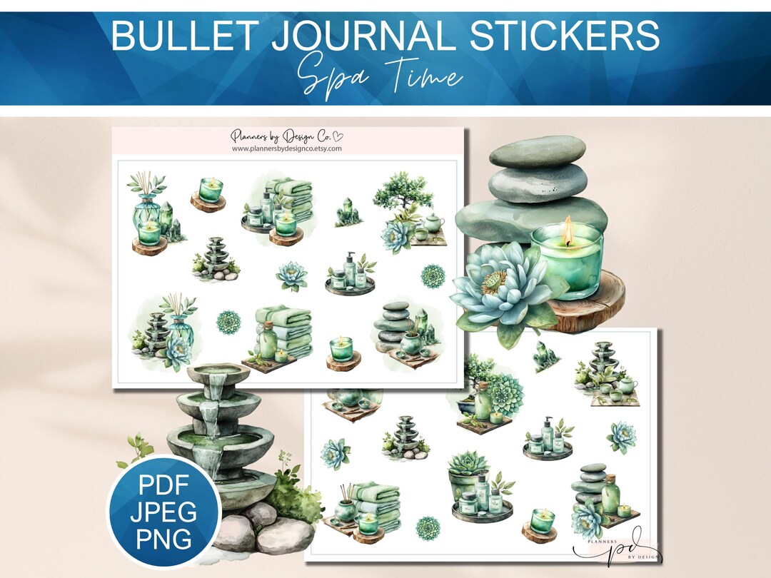 Printable Spa Time Art Planner Sticker Set, Spa Theme Journal Stickers ...