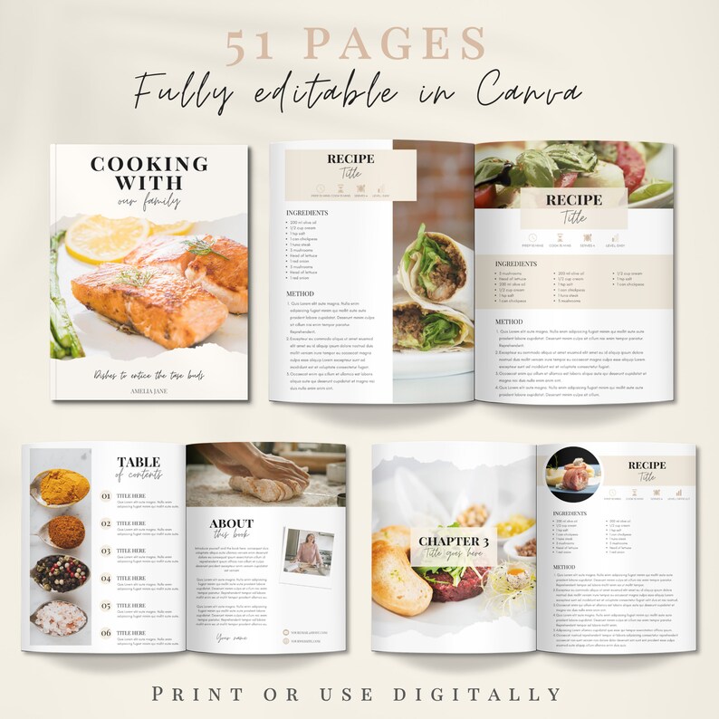 Editable Cookbook Template, Printable Recipe Book Template, Printable ...