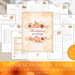 Printable Thanksgiving Planner and Calendar Budget Binder, Thanksgiving Printable A5 Binder Inserts, Thanksgiving Planner Digital Download