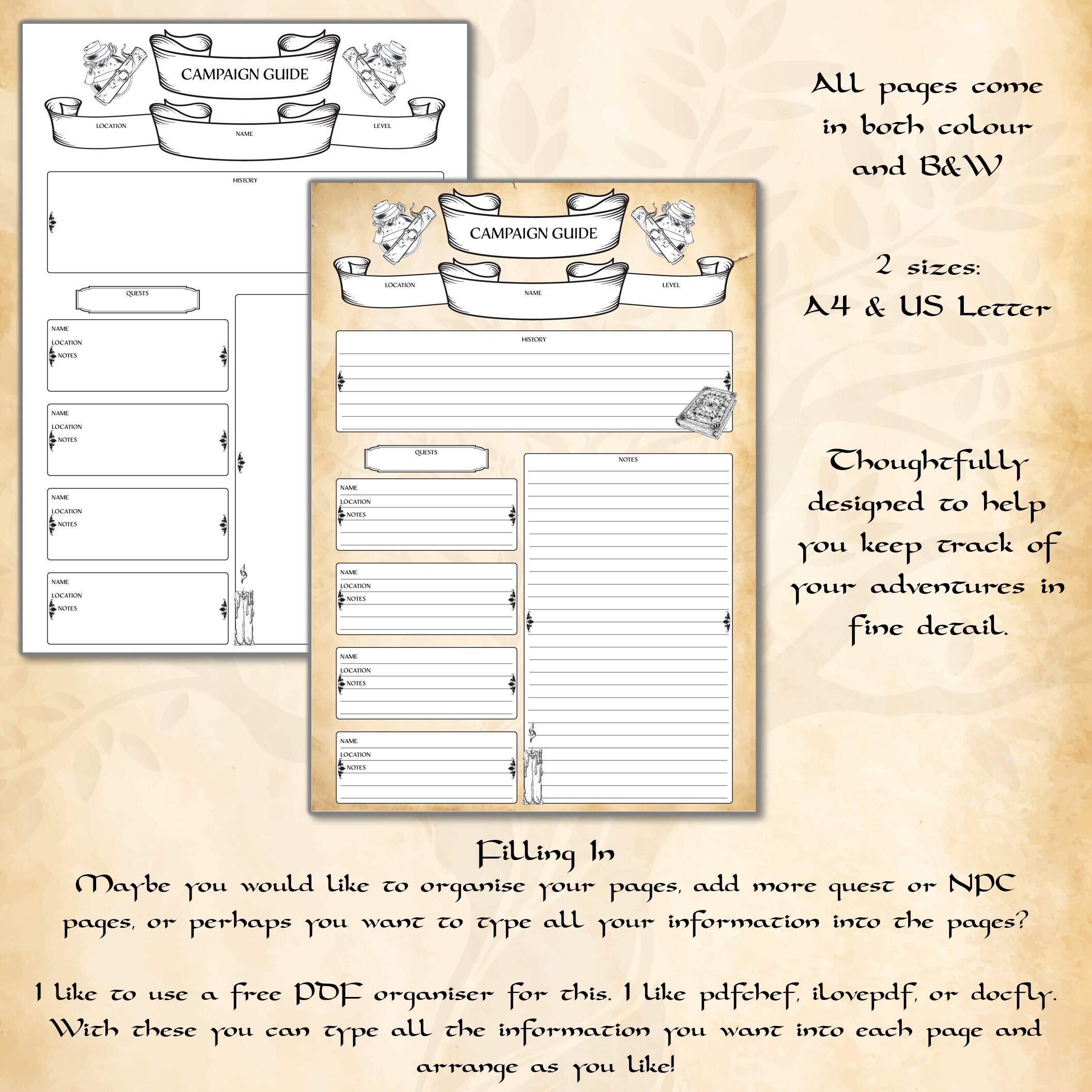 Dnd Campaign Notes.pdf Dnd Campaign Journal Download, Dungeons and Dragons RPG, Dnd Campaign ...