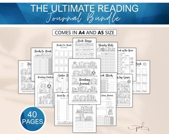 Diario de lectura imprimible, registro de lectura, registro de lectura imprimible para club de lectura, reto de 50 libros, registro de lectura Bullet Journal A4 A5