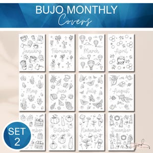 Bullet Journal Cover Pages, Monthly Planner Cover Pages, Bujo Cover Title Page Templates, Printable Bullet Journal Inserts Set 1