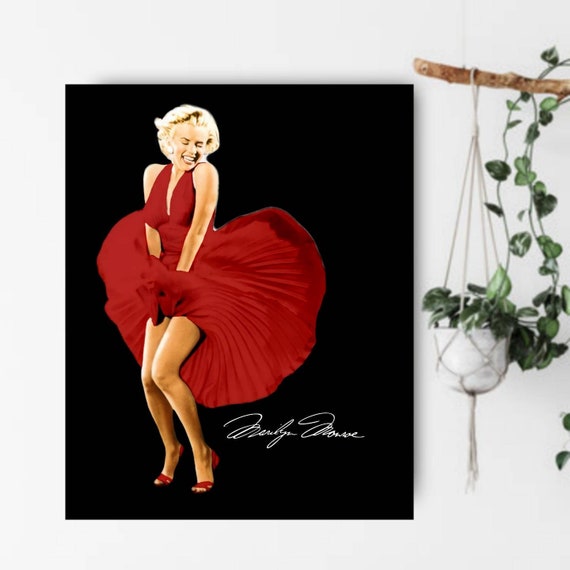 Marilyn Monroe Vestido Rojo Coloreado Póster de Calidad - Etsy México