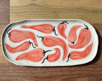 Chilli Platter Handmade Ceramic Oval Serving Dish