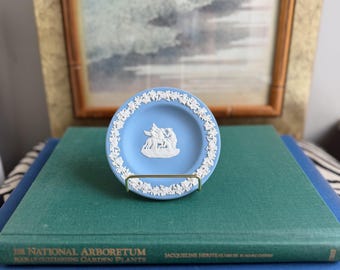 Vintage Wedgwood Jasperware Mini Plate | Blue & White Trinket Dish | Made in England | Collectible Display Plate
