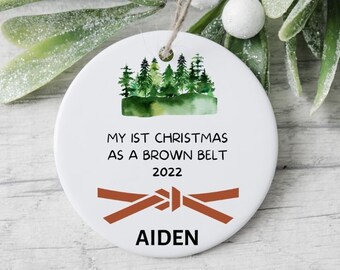 Personalized Karate Brown Belt Christmas Ornament