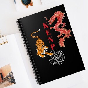 Notebooks, Journals, Kenpo Karate, Unique Martial Arts Gifts, Karate Journal, Spiral Notebook,Karate Gift,Kenpo Tiger and Dragon Notebook