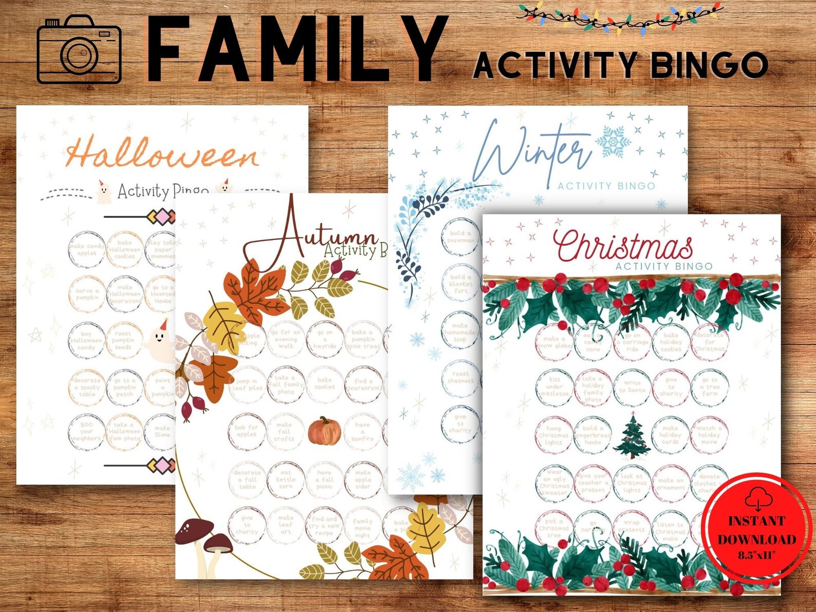 Family Activity Bingo | 96 Fall/winter/halloween/christmas Activities ...