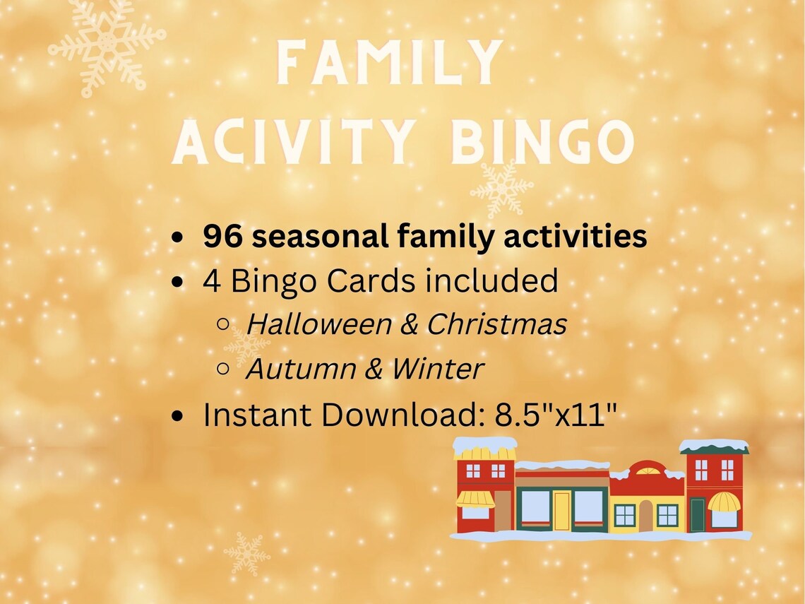 Family Activity Bingo | 96 Fall/winter/halloween/christmas Activities ...