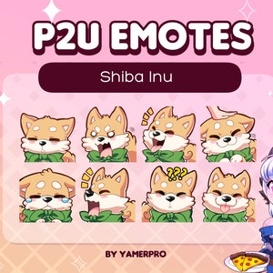 8 Chibi Cute Kawaii Shiba Inu Dog Emote Pack | Puppy | Stickers Icons | Discord, Twitch, Youtube, Streaming | Baby Animal P2U
