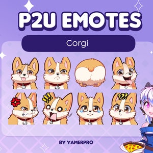 8 Chibi Cute Kawaii Corgi Dog Emote Pack | Puppy | Stickers Icons | Discord, Twitch, Youtube, Streaming | Baby Animal P2U