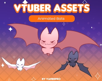 Animowane Kawaii Halloween Nietoperze dla Vtube Studio Vtuber Model | Streaming Twitch Youtube GIF Kawaii