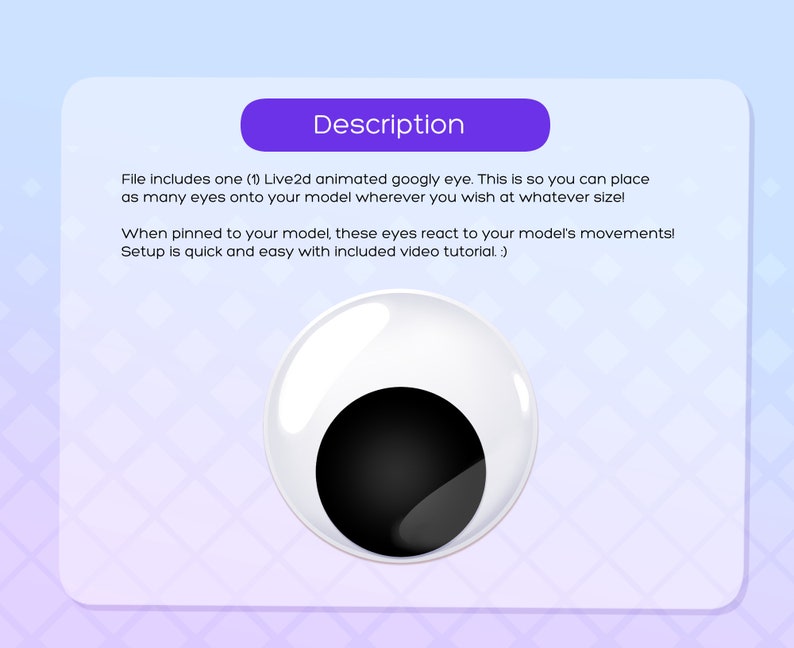 Op de afbeelding: Een wit oog met een zwarte pupil. Dit geanimeerde oog kan worden gebruikt in Live2D-modellen.